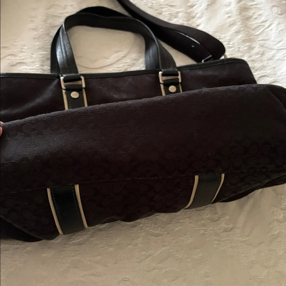Gently Loved Coach Black Canvas and Leather Tote Bag